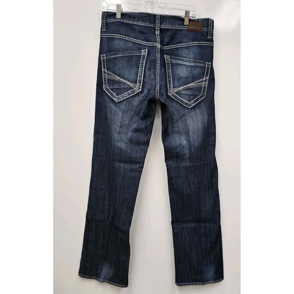 BKE Buckle Carter Straight Jeans Size 31 R   Mens Blue Denim Cotton Thick Stitch